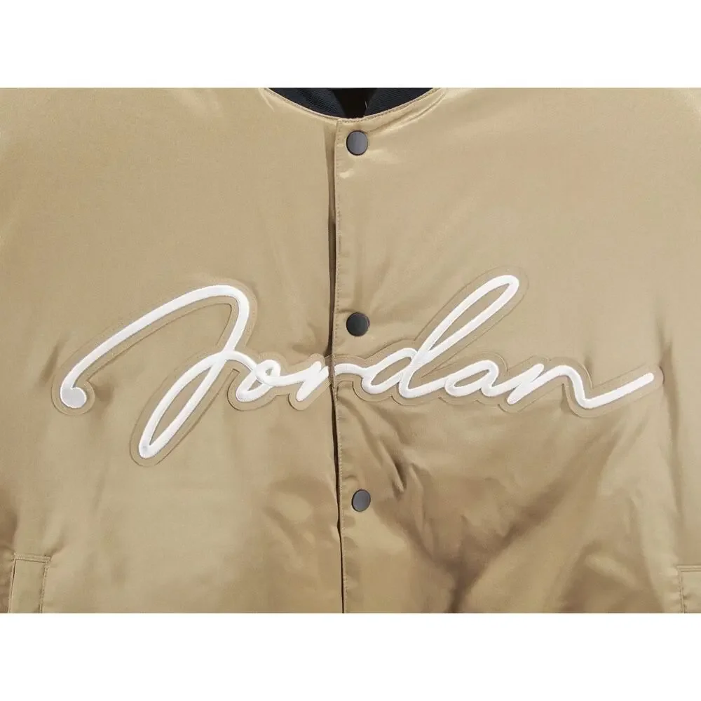 Jordan Mens XXL MVP HBR Varsity Jacket Desert Camo Sail Gold Satin Bomber NWT
